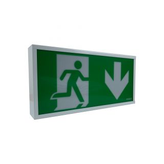 EXIT BOX 3W LED maintained, IP20, 390mm, White C/w Down legend