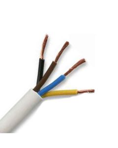 4 Core 2.5mm. White Flexible Cable. Brown, Blue, Black, Earth