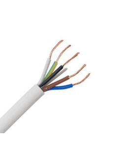 5 Core 2.5mm. White Flexible Cable. Brown, Blue, Black, Grey, Earth
