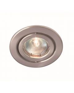 "RIDA 50W GU10 pressed steel downlight, IP20, 85mm, Brushed chrome, dimmable, directional"