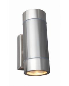 TRALEE 35W GU10 up/down wall light, IP44, Brushed chrome, double