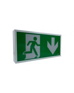 EXIT BOX 3W LED maintained, IP20, 390mm, White C/w Down legend