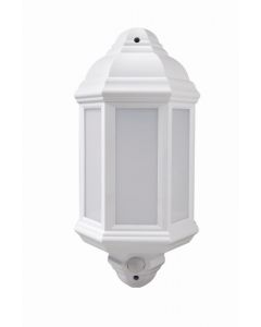 KERRY 7W LED half lantern with PIR, IP44, White, 4000K