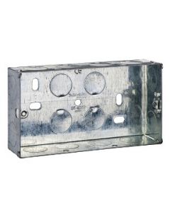 Exclusive Metal clad - 2 gangs flush galvanised steel mounting box - 35 mm