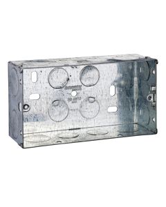 Exclusive Metal clad - 2 gangs flush galvanised steel mounting box - 47 mm