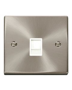 Click Deco 1 Gang Rj11 Outlet White Insert Satin Chome