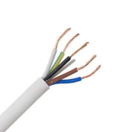 5 Core 1.5mm. White Flexible Cable. Brown, Blue, Black, Grey, Earth