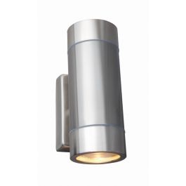 TRALEE 35W GU10 up/down wall light, IP44, Brushed chrome, double