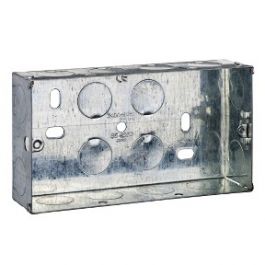 Exclusive Metal clad - 2 gangs flush galvanised steel mounting box - 35 mm