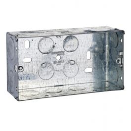 Exclusive Metal clad - 2 gangs flush galvanised steel mounting box - 47 mm
