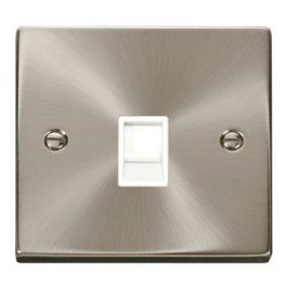 Click Deco 1 Gang Rj11 Outlet White Insert Satin Chome