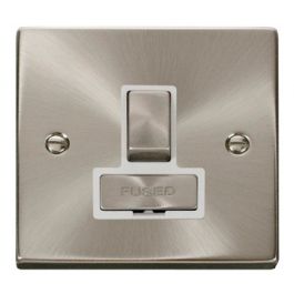 Click 13 Amp Fused Spur Switched White Insert Satin Chrome